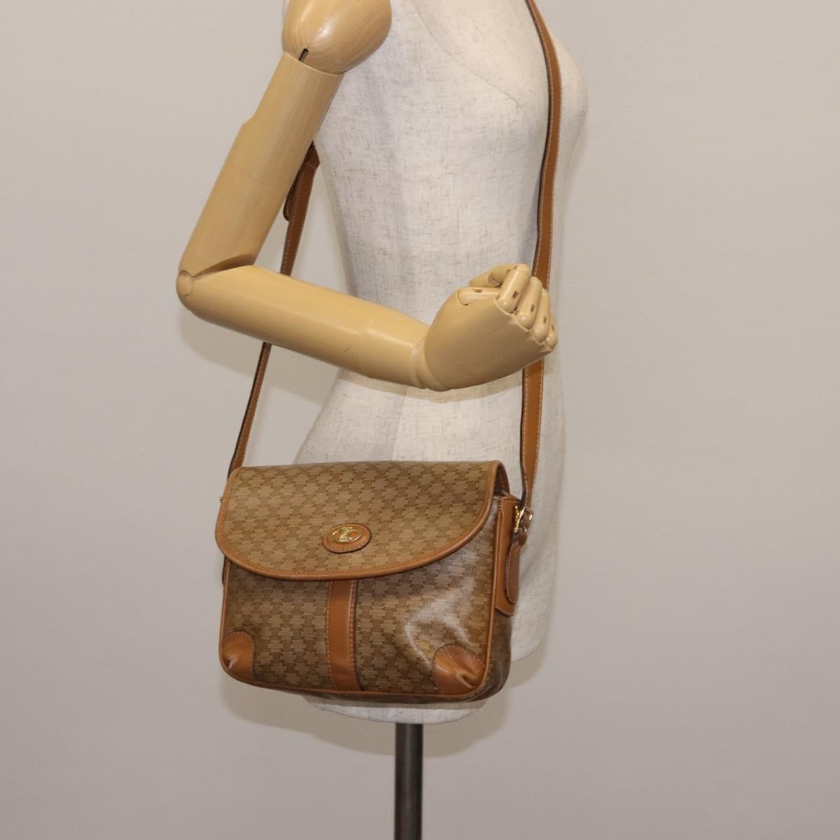 Celine Macadam Shoulder Bag PVC Leather, Beige, PVC + Canvas, Shoulder Bag