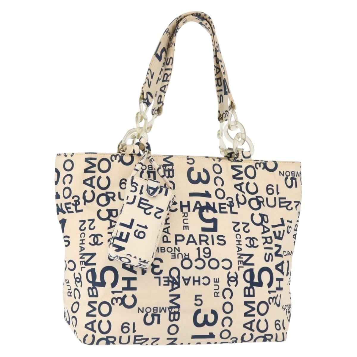 Chanel 31 Rue Cambon Beach Zip Tote Printed Canvas, NAVY, CANVAS, Tote bag