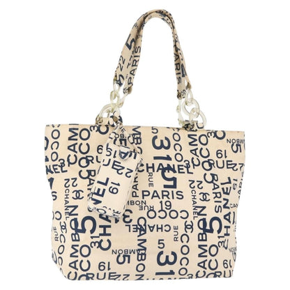 Chanel 31 Rue Cambon Beach Zip Tote Printed Canvas, NAVY, CANVAS, Tote bag