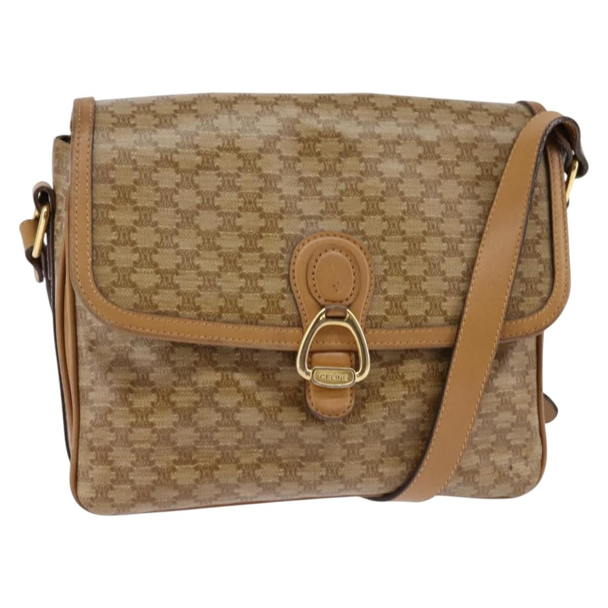 Celine Macadam Shoulder Bag PVC Leather, BEIGE, CANVAS, Shoulder bag