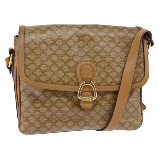 Celine Macadam Shoulder Bag PVC Leather, BEIGE, CANVAS, Shoulder bag