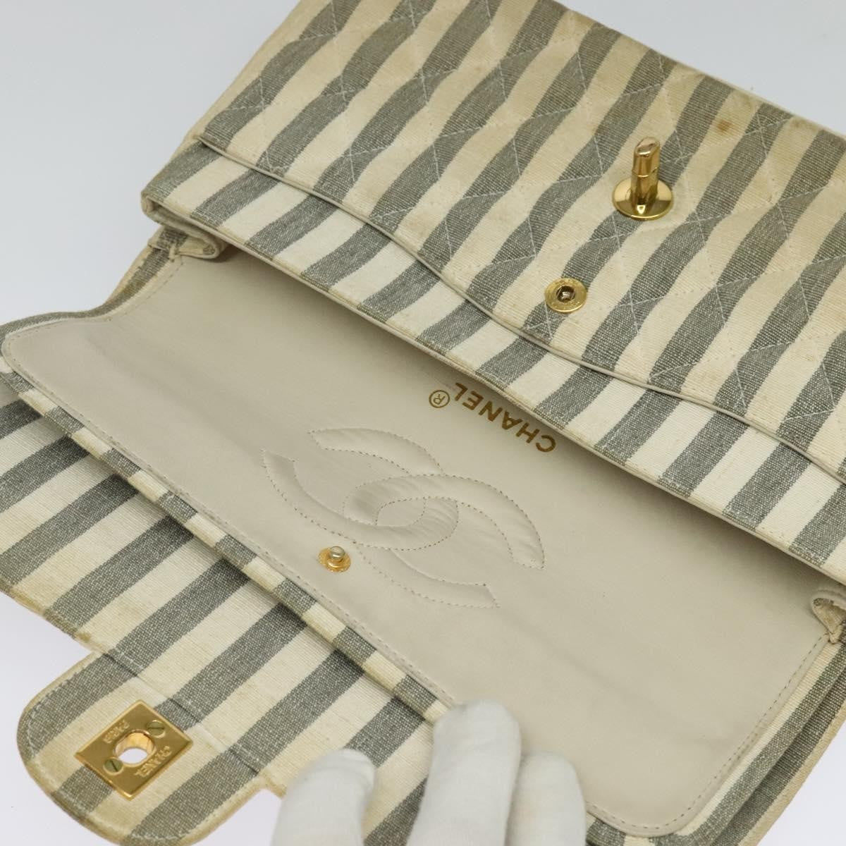 Chanel Vintage Classic Double Flap Bag Quilted Denim, GRAY, CANVAS, Handbag