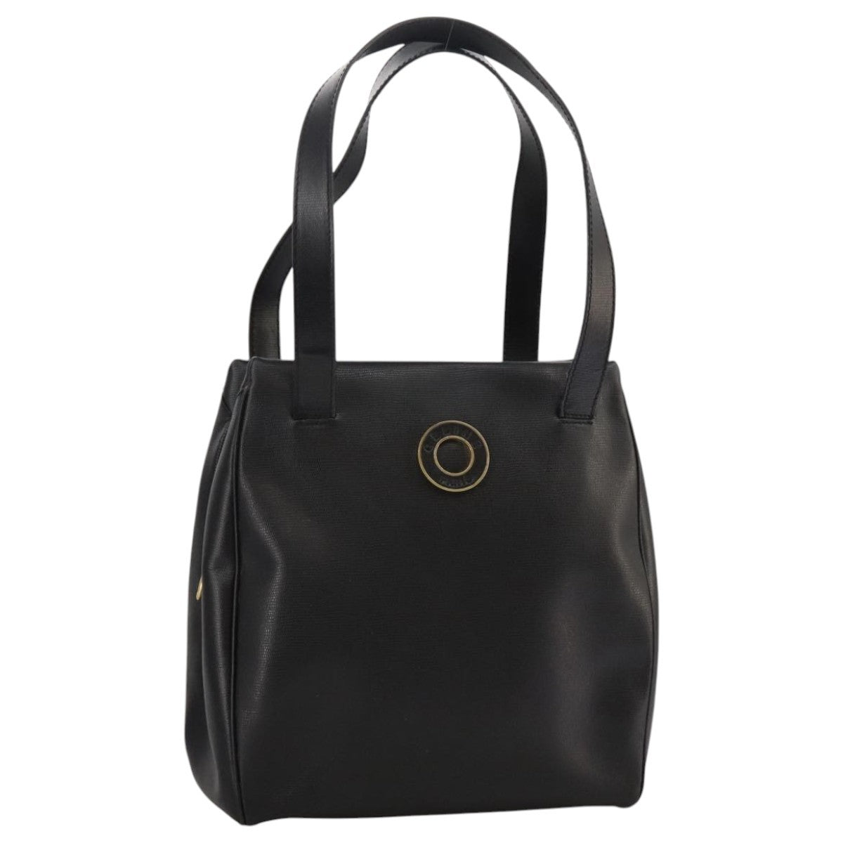 Celine Circle Logo Handbag Leather, BLACK, LEATHER, Handbag