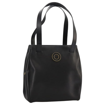 Celine Circle Logo Handbag Leather, BLACK, LEATHER, Handbag
