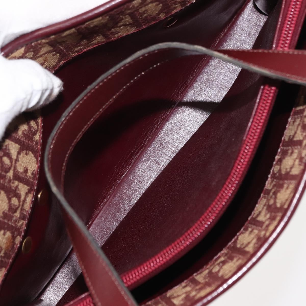 Christian Dior Vintage Trotter Handbag Canvas, RED, CANVAS, Handbag