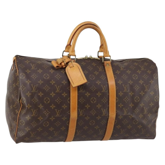 Louis Vuitton Keepall Bag Monogram Canvas, BROWN, CANVAS, Travel bag