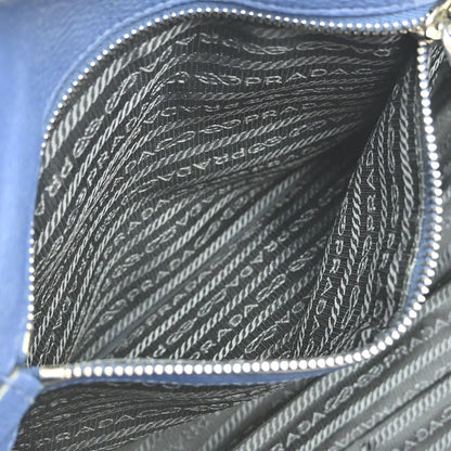 Prada Front Pocket Wing Convertible Tote Vitello Daino, BLUE, LEATHER, Tote bag