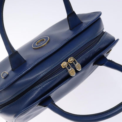 Celine Circle Logo Handbag Leather, BLUE, LEATHER, Handbag