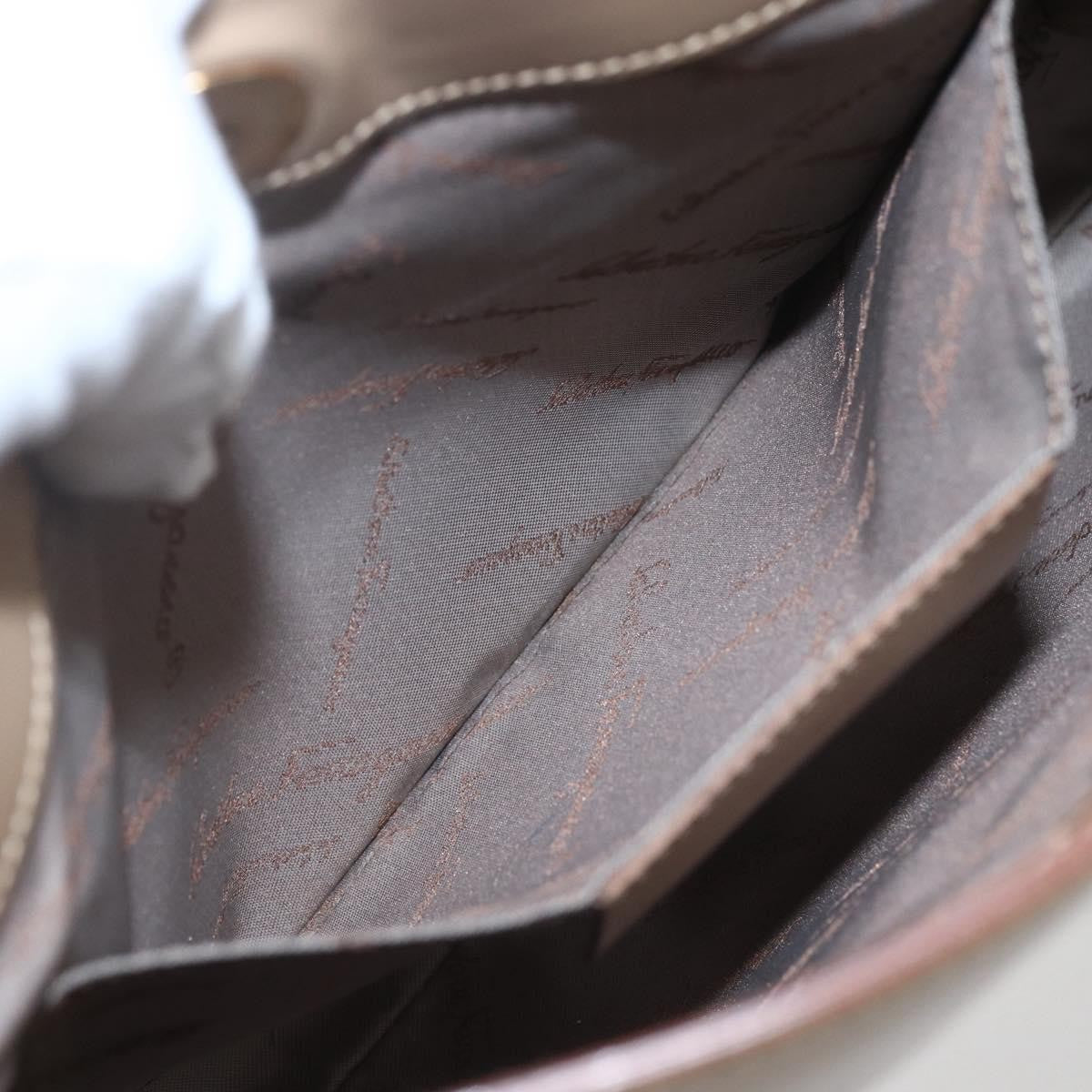 Salvatore Ferragamo Gancini Shoulder Bag Leather, BEIGE, LEATHER, Shoulder bag