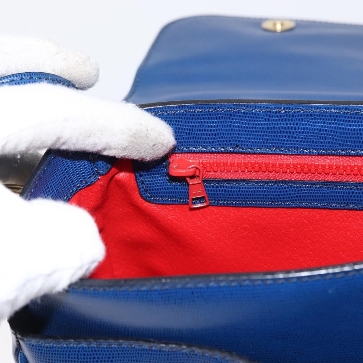 Celine Vintage Circle Logo Crossbody Bag Leather, BLUE, LEATHER, Shoulder bag