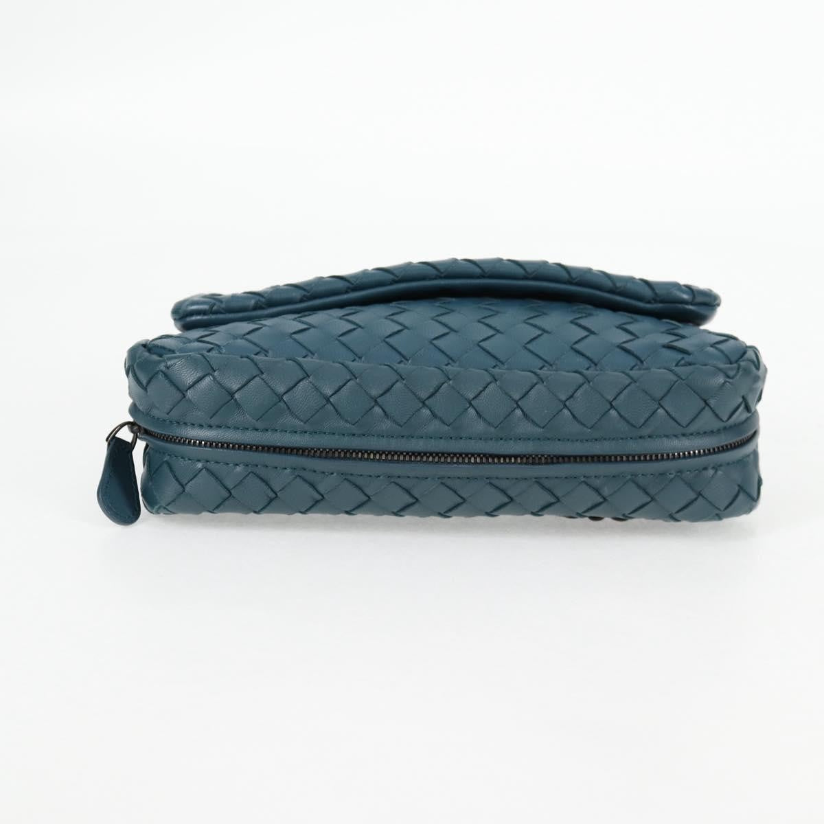 Bottega Veneta Expandable Chain Crossbody Bag Intrecciato Nappa, BLUE, LEATHER, Crossbody bag