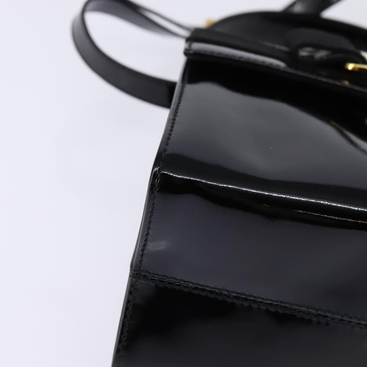 Salvatore Ferragamo Vintage Vara Bow Top Handle Bag Patent Leather, BLACK, PATENT_LEATHER, Handbag