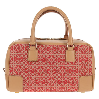 Loewe Amazona Bag Leather and Jacquard Canvas, BEIGE, CANVAS, Handbag