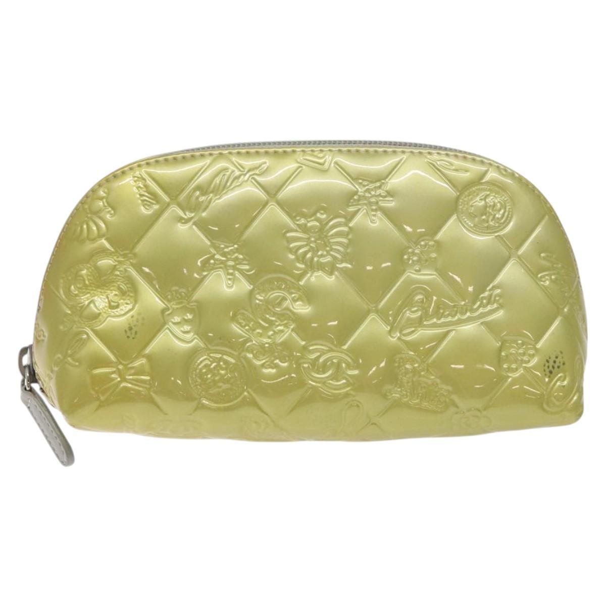 Chanel Vintage Clutch Pleated Leather, GOLD, PATENT_LEATHER, Clutche & pouche