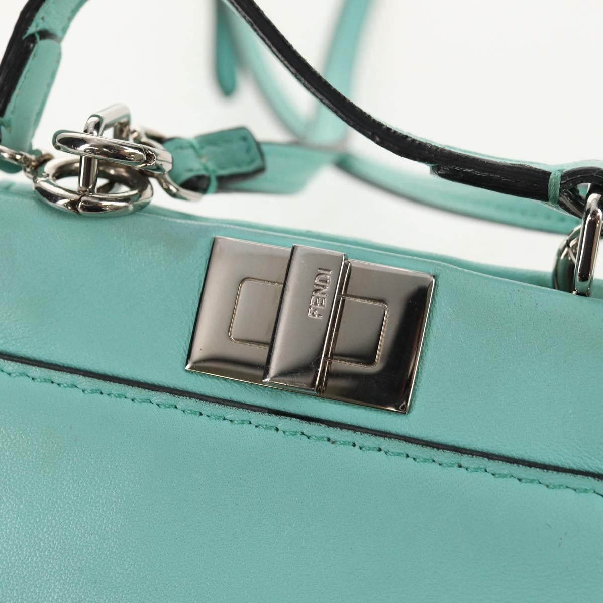 Fendi Peekaboo Bag Leather, TURQUOISE, LEATHER, Handbag