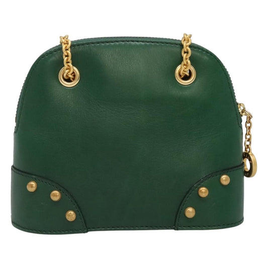 Celine Chain Shoulder Bag Leather, GREEN, LEATHER, Shoulder bag