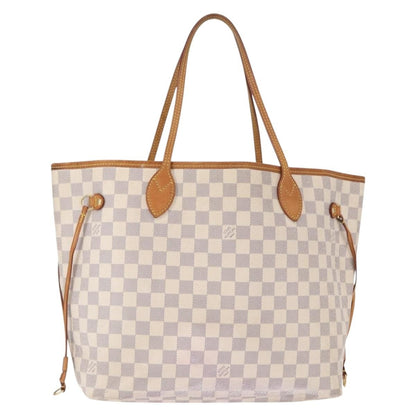 Louis Vuitton Neverfull Tote Damier, WHITE, CANVAS, Tote bag