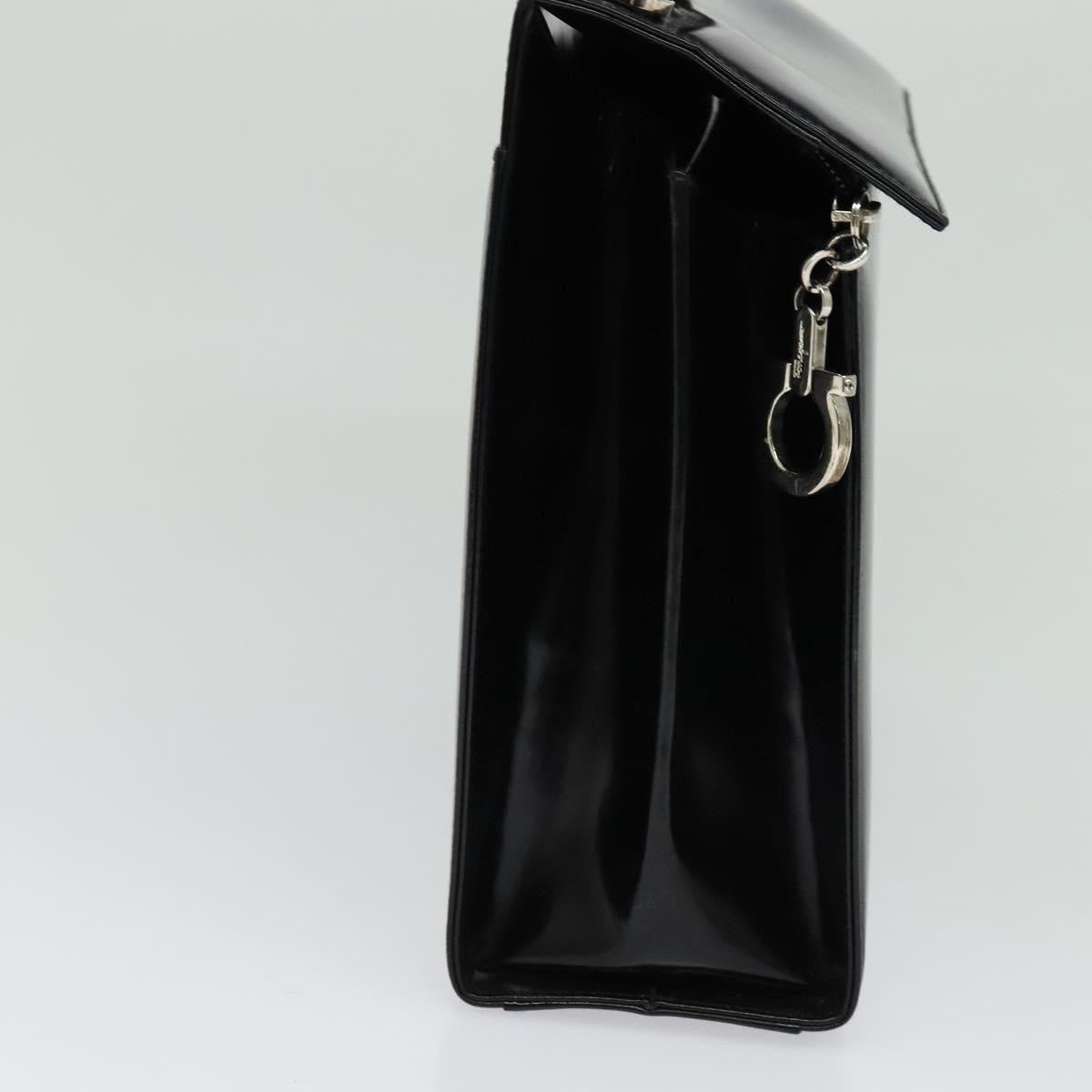 Salvatore Ferragamo Gancini handbag Patent leather, BLACK, PATENT_LEATHER, Handbag