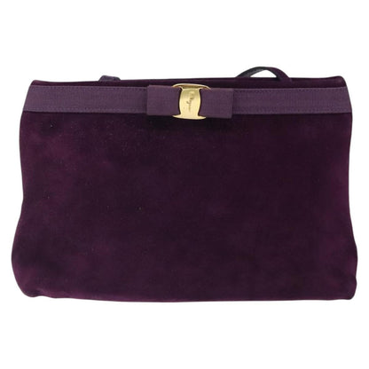 Salvatore Ferragamo Vala Shoulder Bag Suede, PURPLE, SUEDE, Shoulder bag