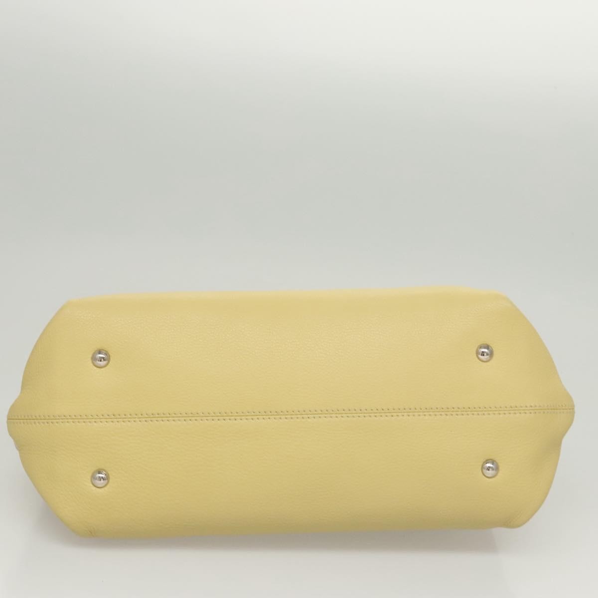 Salvatore Ferragamo Gancini handbag Leather, YELLOW, LEATHER, Handbag