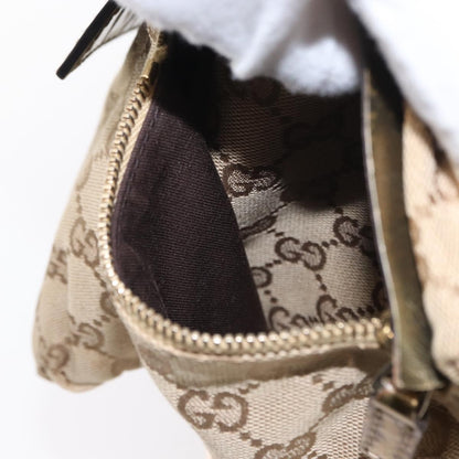 Gucci Vintage Double Belt Bag GG Canvas with Leather, BEIGE, CANVAS, Shoulder bag