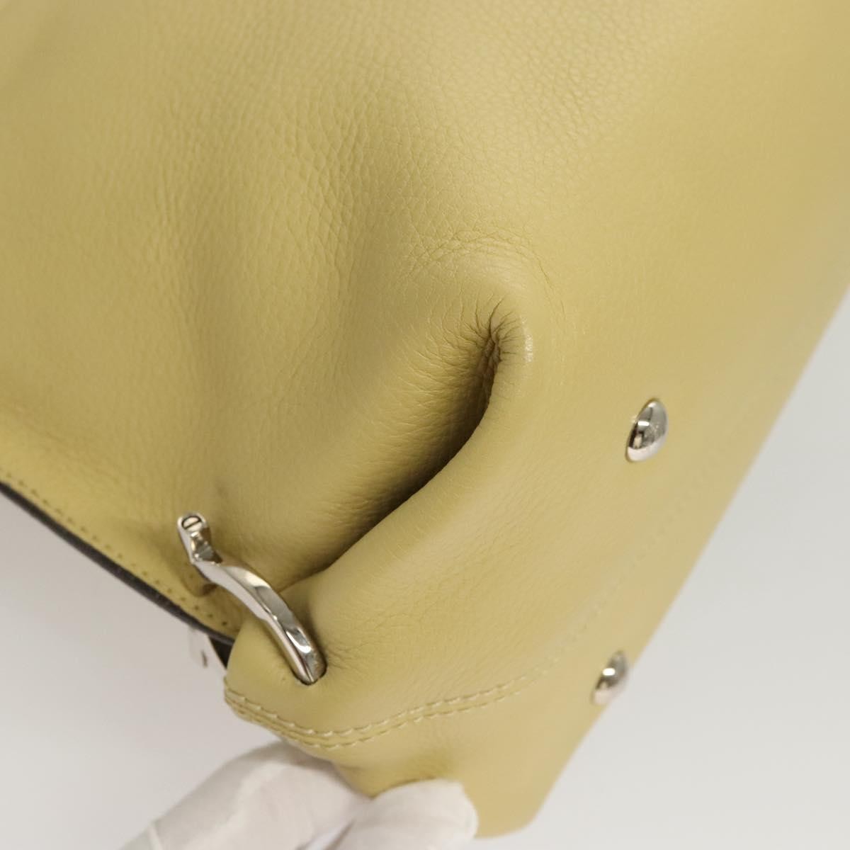 Salvatore Ferragamo Gancini handbag Leather, YELLOW, LEATHER, Handbag