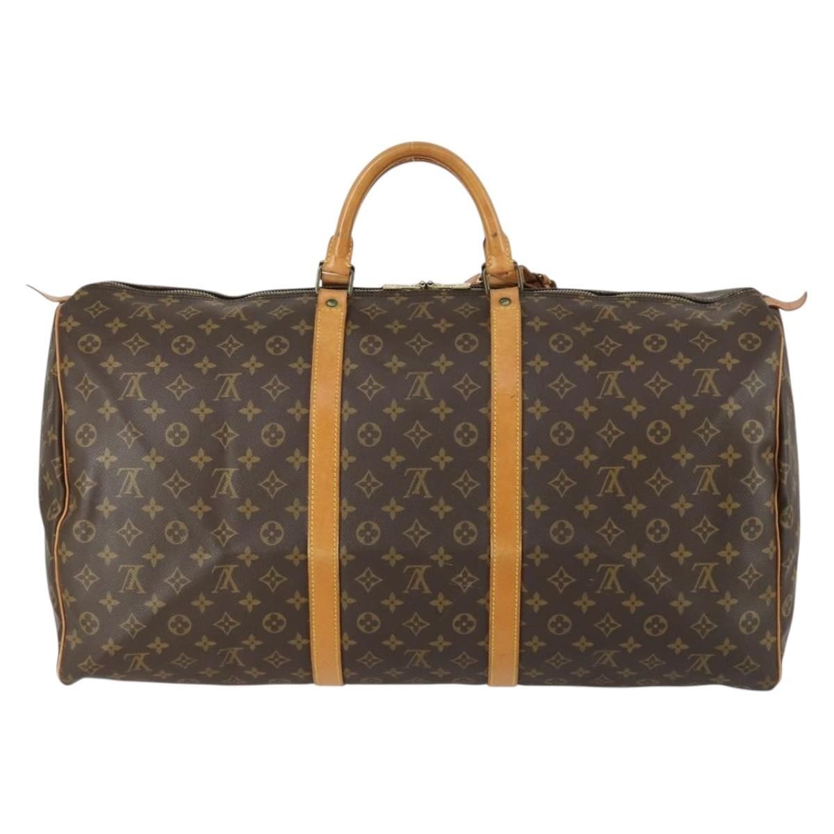 Louis Vuitton Keepall Bag Monogram Canvas, BROWN, CANVAS, Travel bag