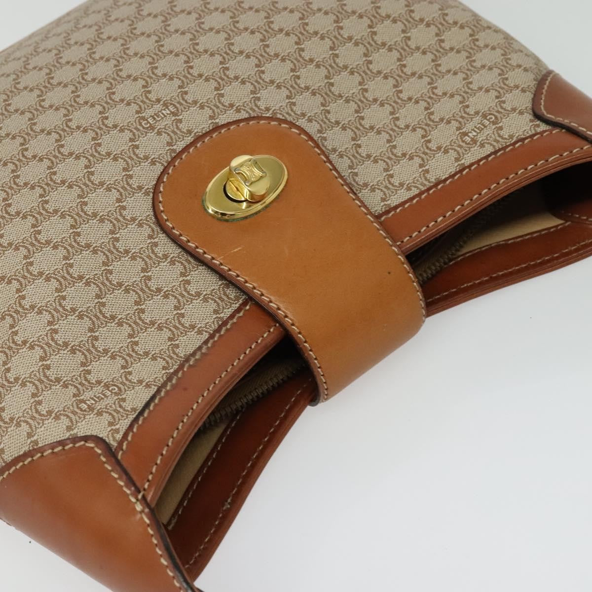 Celine Macadam Handbag Macadam with leather, BEIGE, CANVAS, Handbag