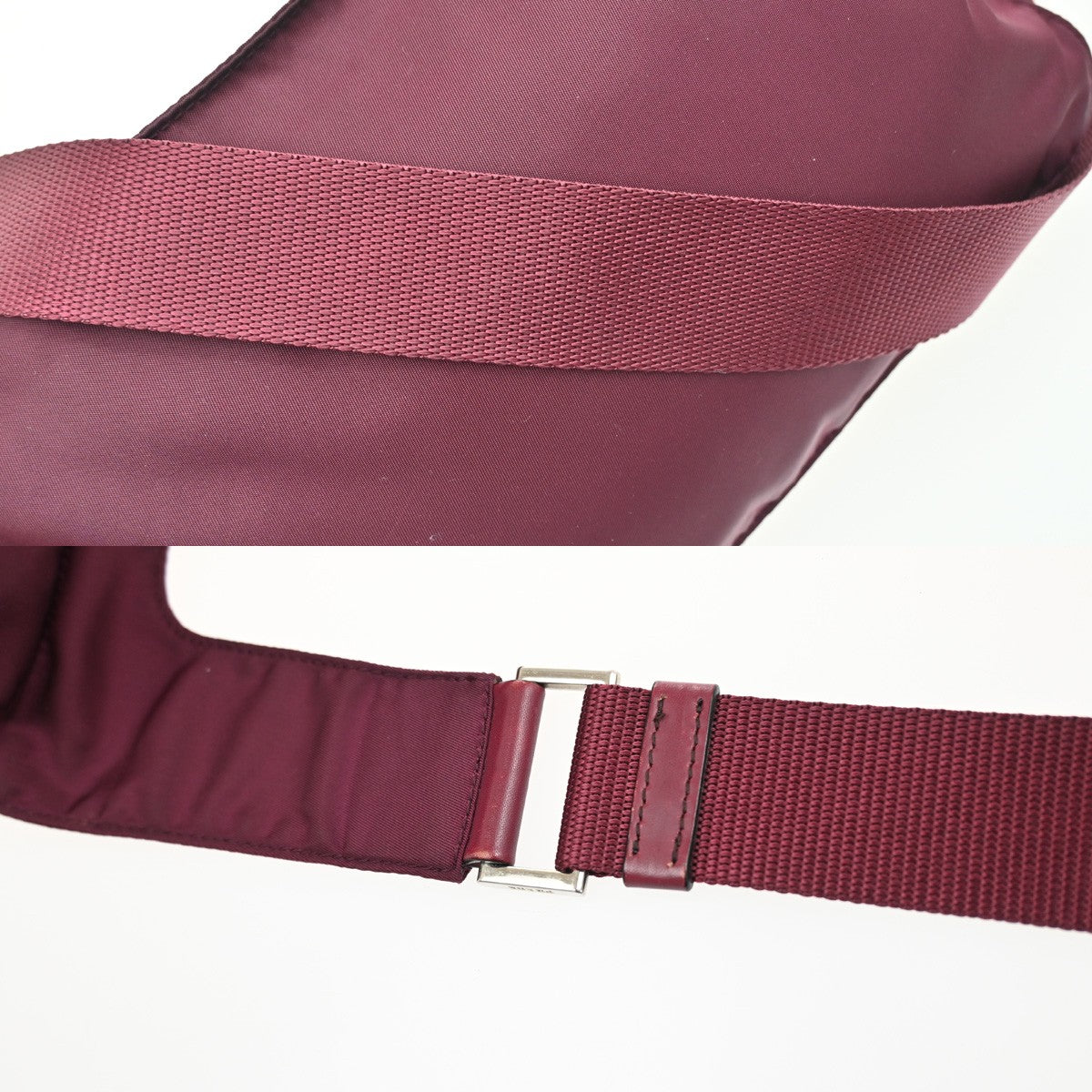 Prada Buckle Messenger Bag Tessuto, BURGUNDY, SYNTHETIC, Crossbody bag
