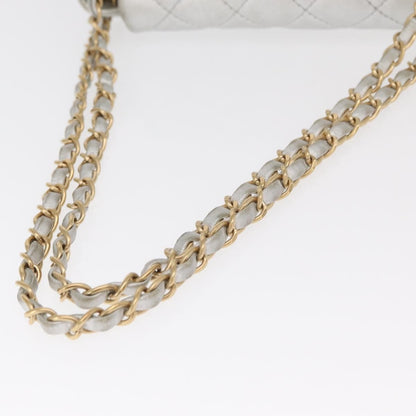 Chanel Mademoiselle Lock Accordion Flap Bag Quilted Lambskin, SILVER, LEATHER, Shoulder bag