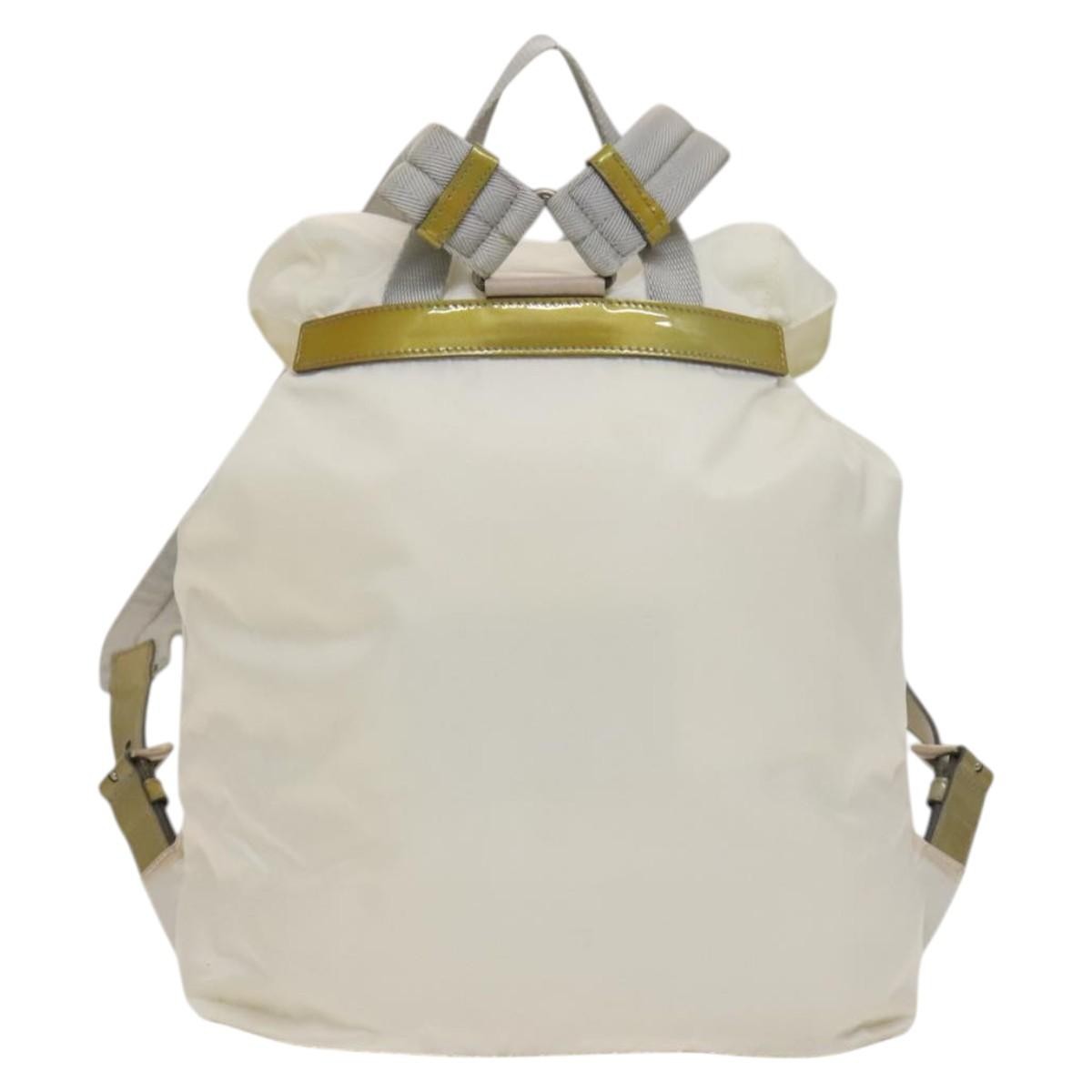 Prada Front Pocket Buckle Backpack Nylon, WHITE, NYLON, Backpack