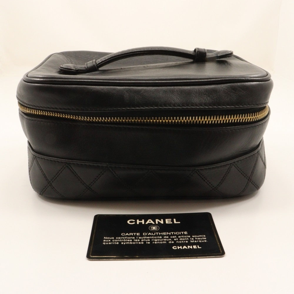 Chanel Vintage Cosmetic Case Lambskin, BLACK, LEATHER, Clutche & pouche