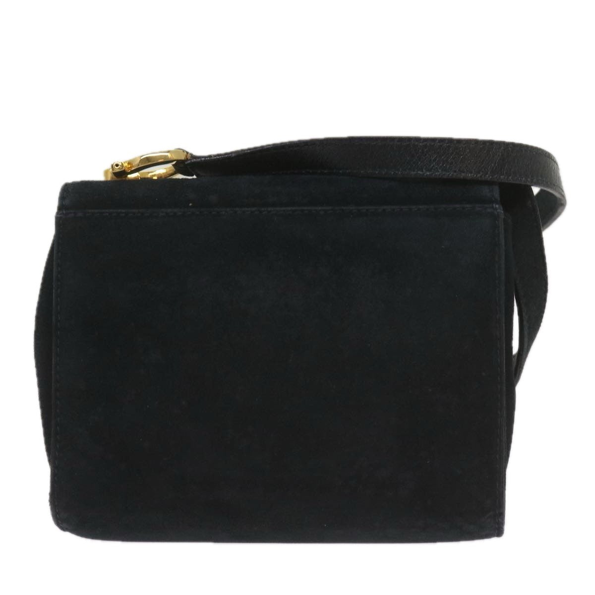 Salvatore Ferragamo Gancini Shoulder Bag Suede, BLACK, SUEDE, Shoulder bag