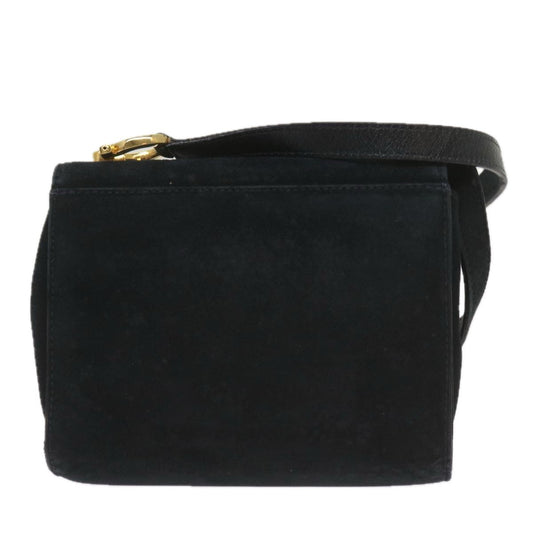 Salvatore Ferragamo Gancini Shoulder Bag Suede, BLACK, SUEDE, Shoulder bag