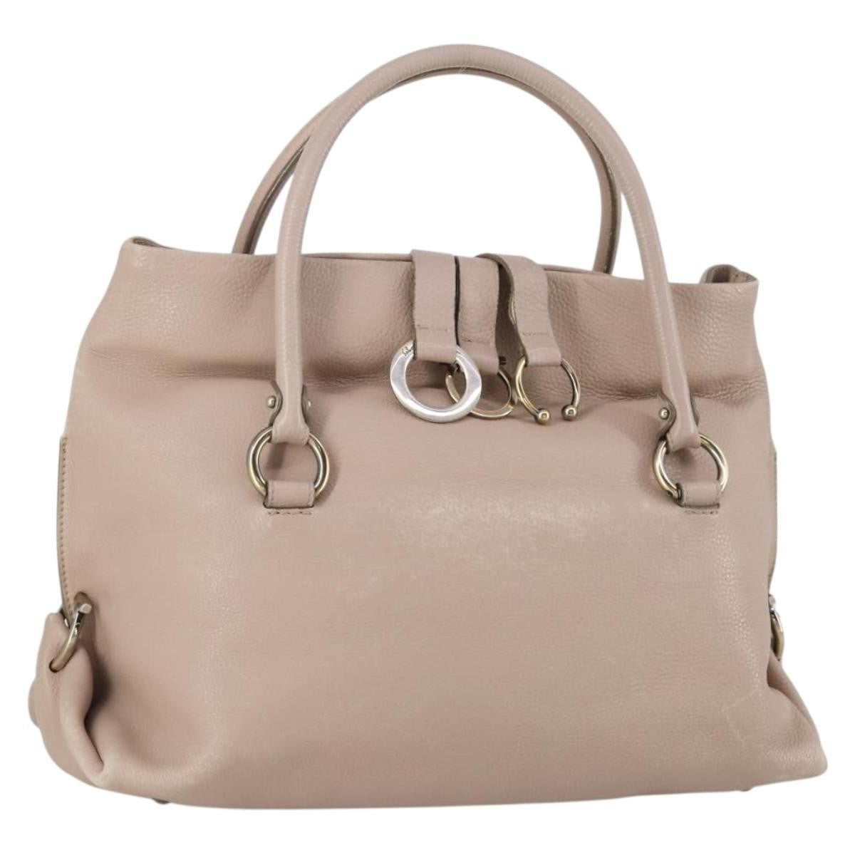 Salvatore Ferragamo Gancini Shoulder Bag Leather, BEIGE, LEATHER, Shoulder bag