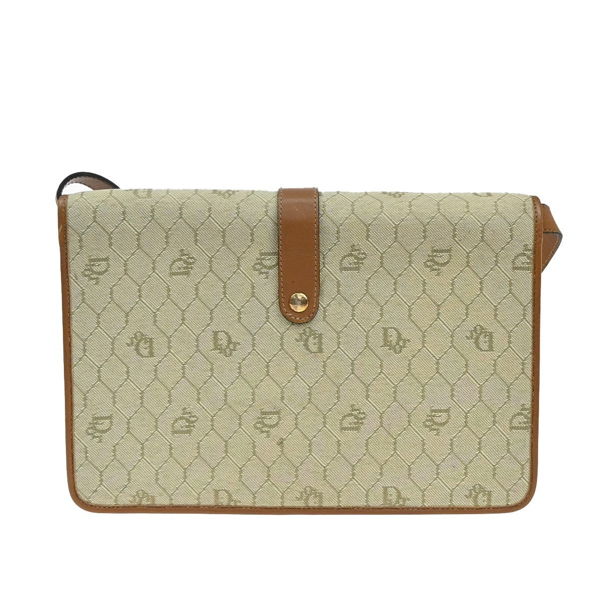 Christian Dior Vintage Honeycomb Handbag Canvas Leather, BEIGE, CANVAS, Shoulder bag