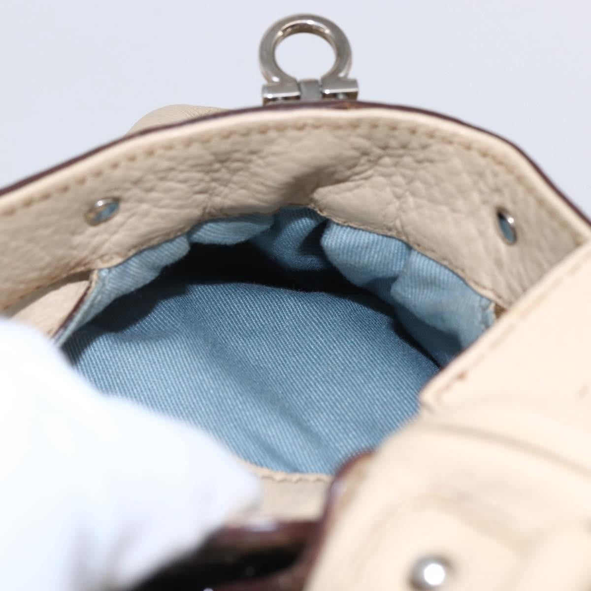 Salvatore Ferragamo Gancini handbag Leather, BEIGE, LEATHER, Shoulder bag