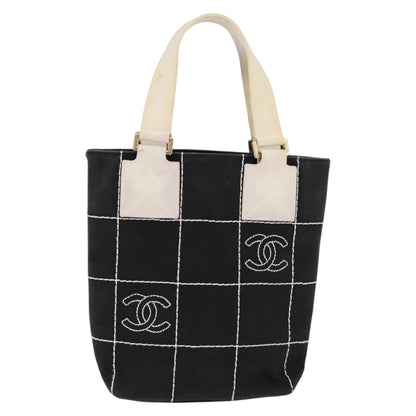 Chanel Chocolate Bar CC Logo Tote Canvas, BLACK, CANVAS, Tote bag