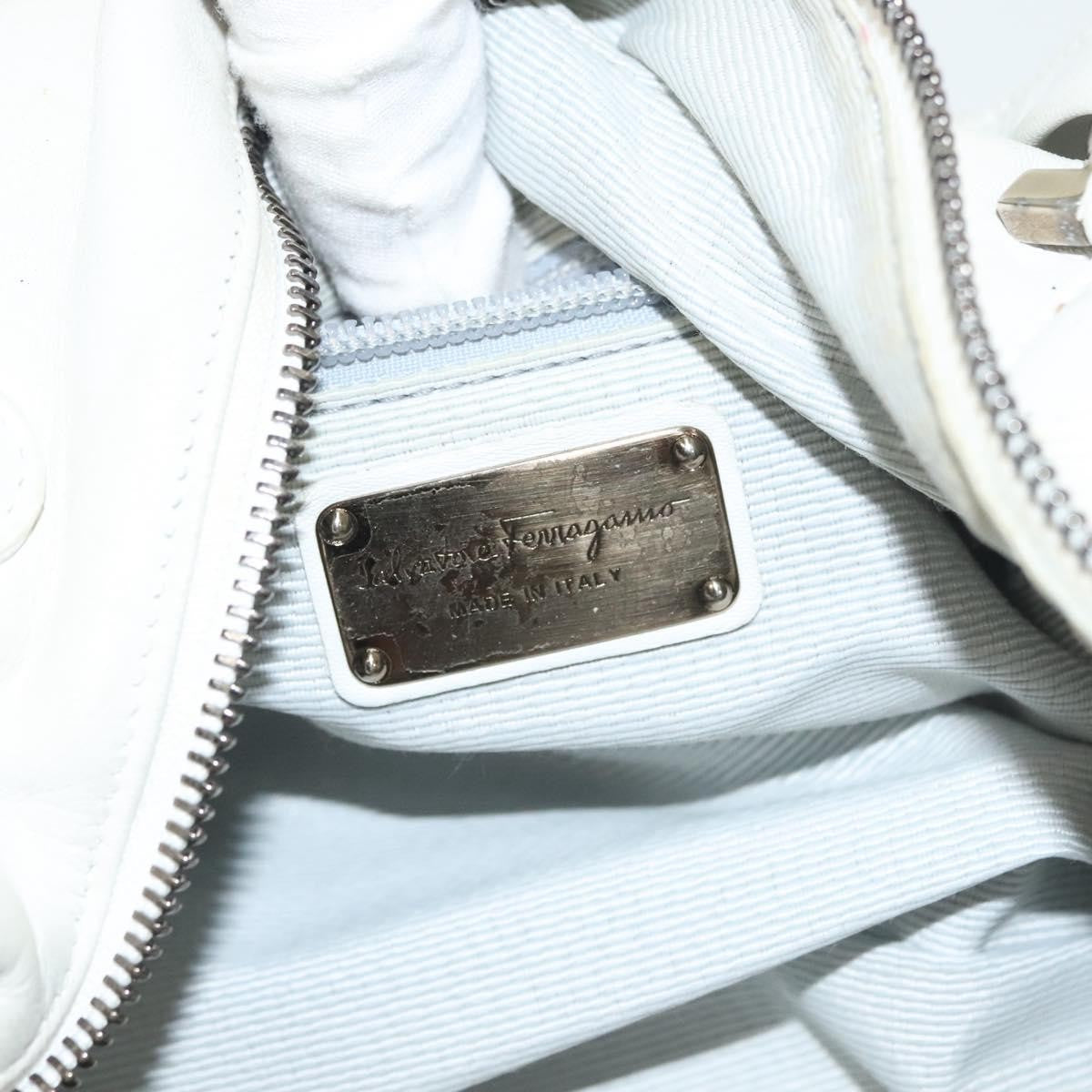 Salvatore Ferragamo Gancini handbag Leather, WHITE, LEATHER, Handbag