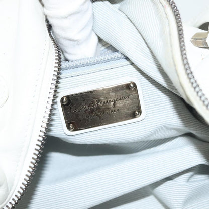 Salvatore Ferragamo Gancini handbag Leather, WHITE, LEATHER, Handbag