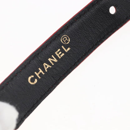 Chanel CC Round Button Belt Leather, RED, LEATHER, Belts
