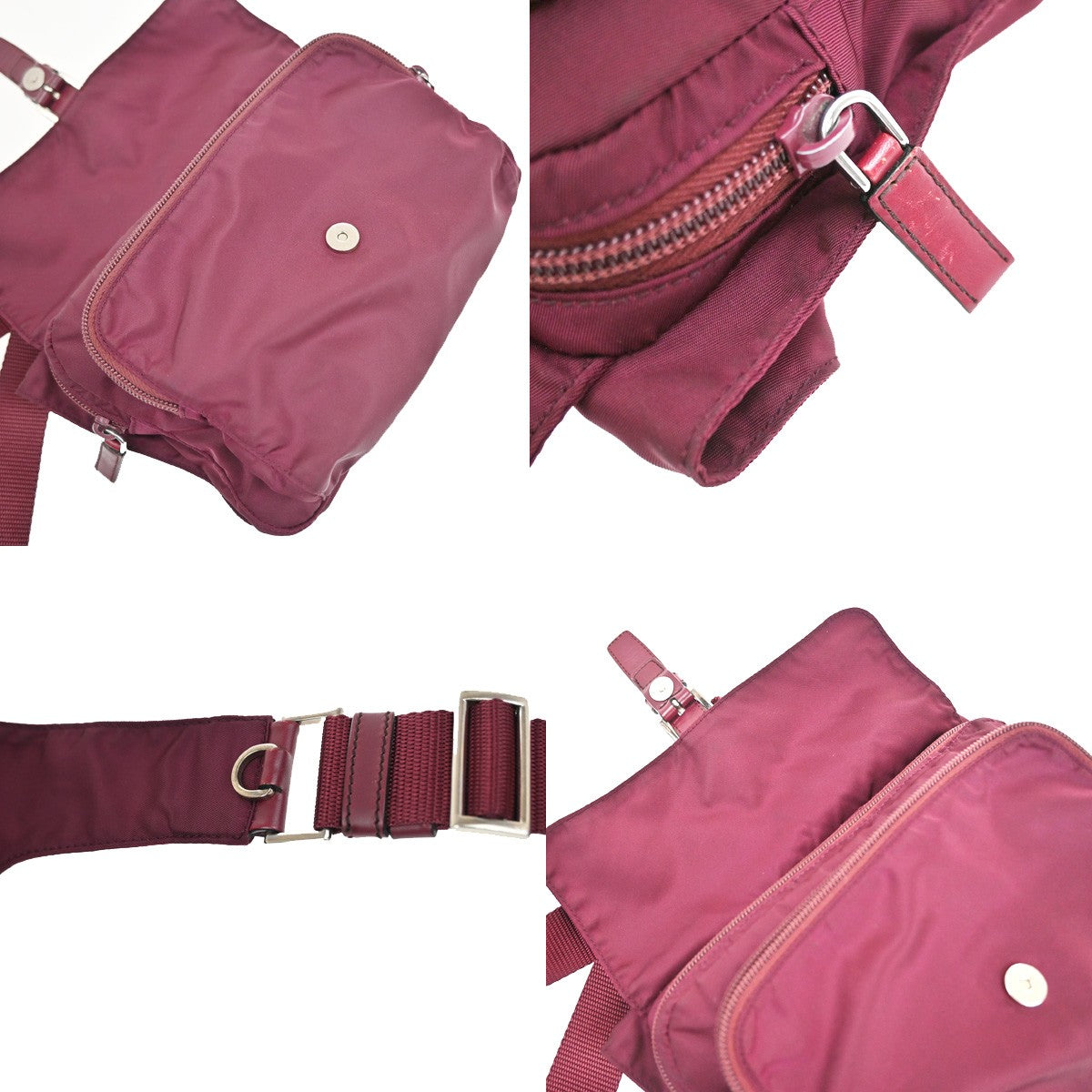 Prada Buckle Messenger Bag Tessuto, BURGUNDY, SYNTHETIC, Crossbody bag