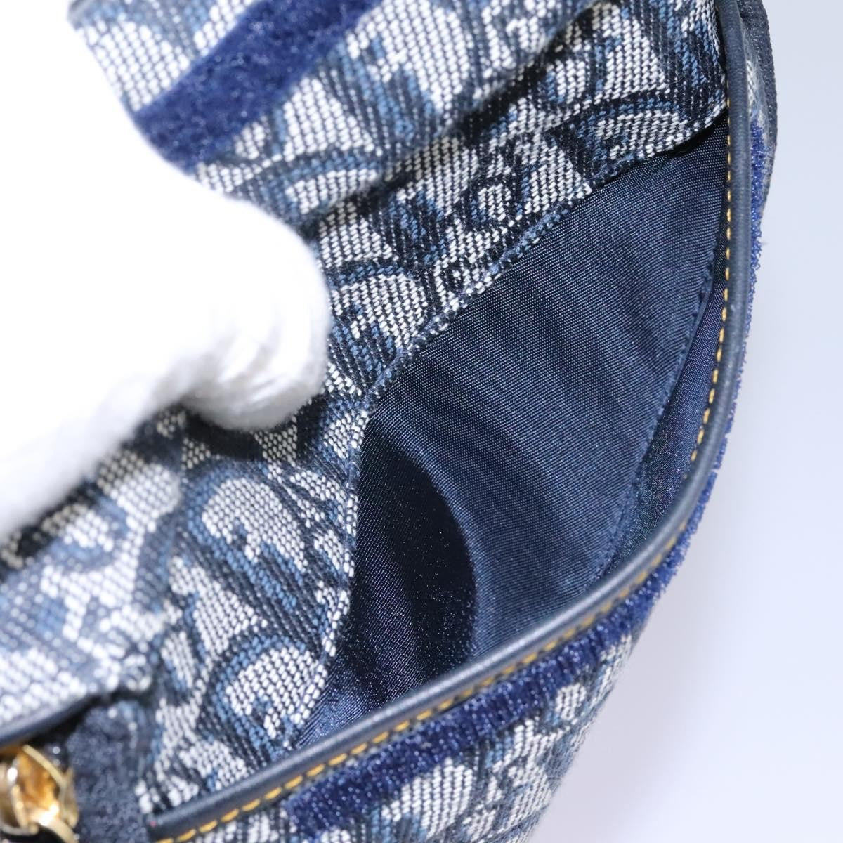 Christian Dior Vintage Saddle Coin Purse Diorissimo Canvas, NAVY, CANVAS, Wallets