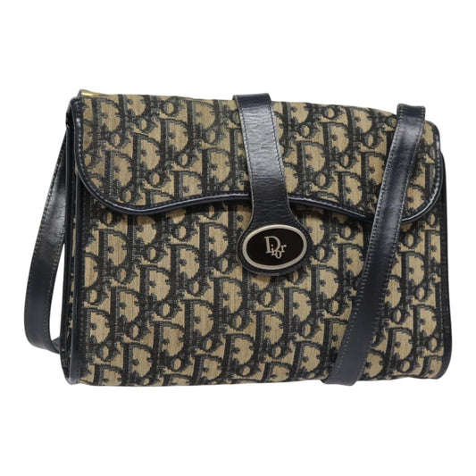 Christian Dior Vintage Flap Crossbody Bag Canvas, NAVY, CANVAS, Shoulder bag