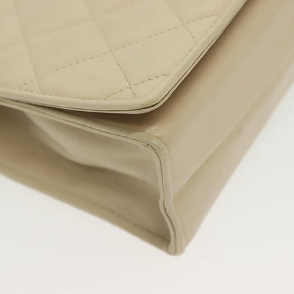Chanel Vintage CC Full Flap Bag Quilted Lambskin, BEIGE, LEATHER, Shoulder bag