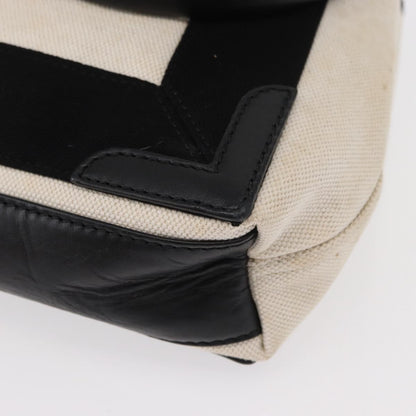 Balenciaga Navy Cabas Canvas with Leather, WHITE, CANVAS, Tote bag