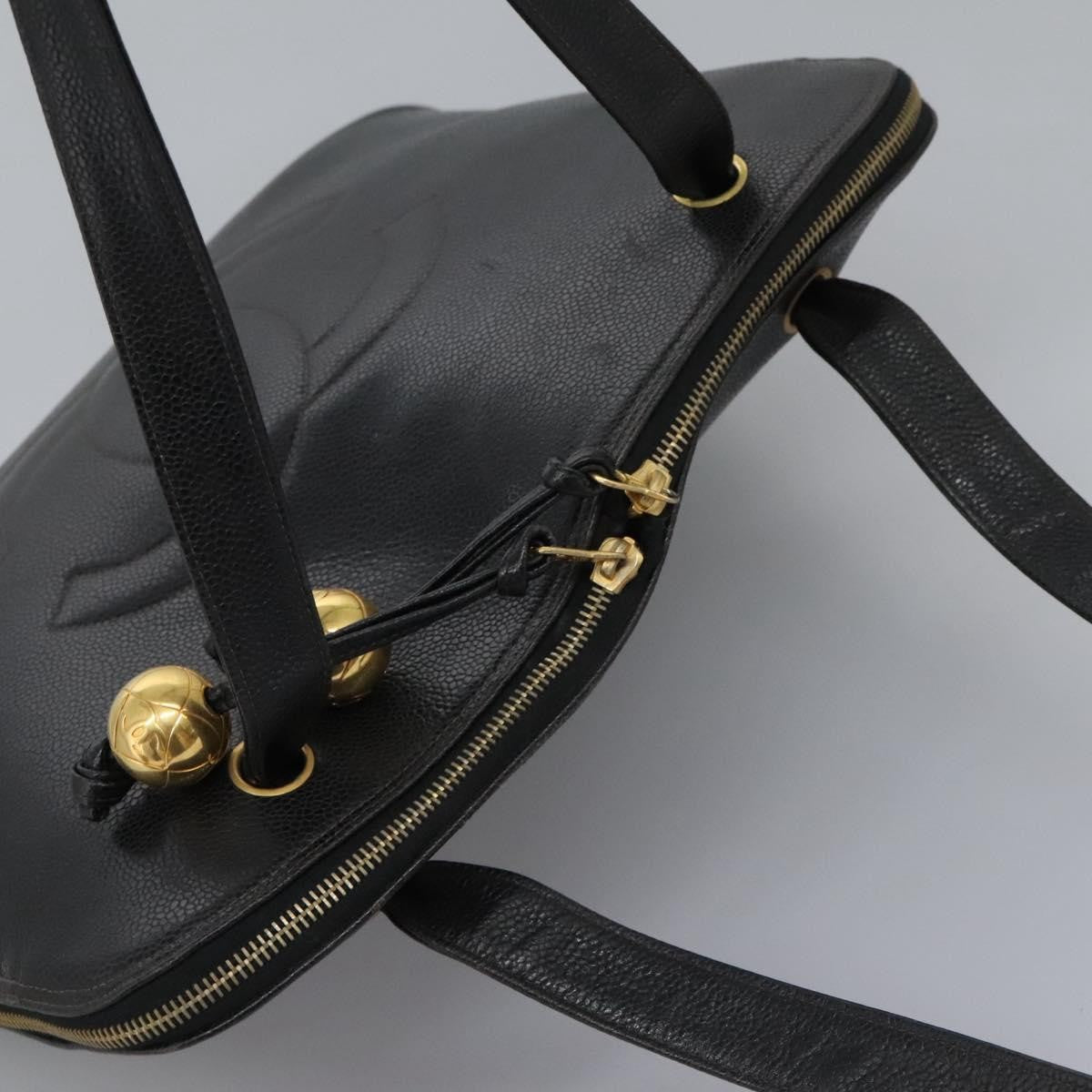 Chanel Vintage CC Dome Bag Leather, BLACK, LEATHER, Tote bag