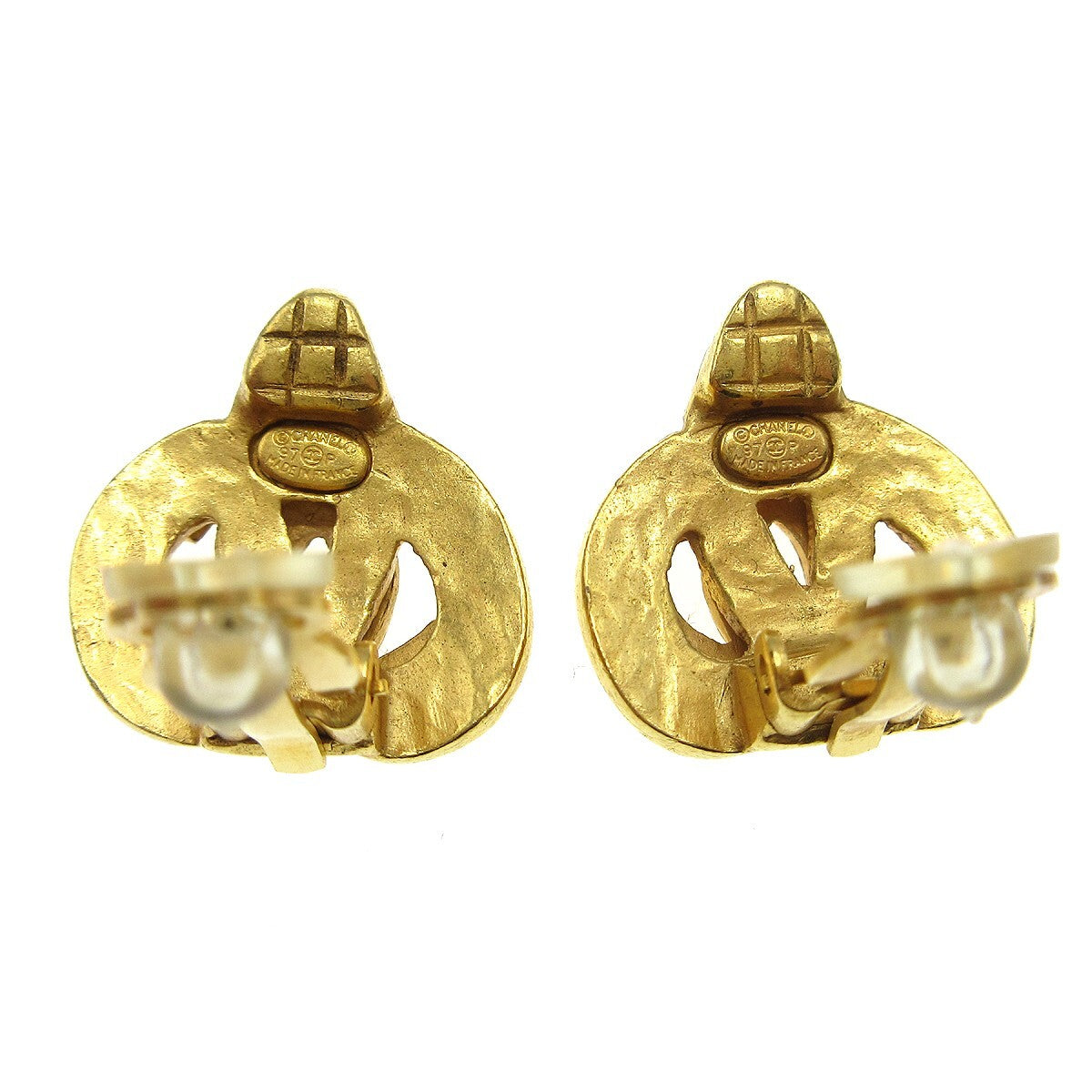 Chanel CC logo heart Gold-plated, GOLD, GOLD_PLATED, Earrings
