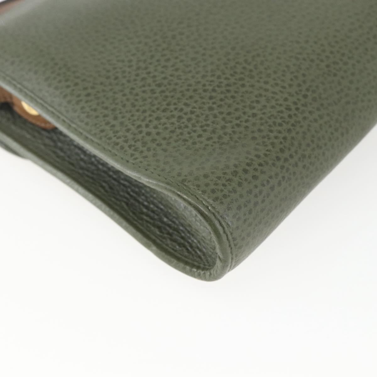 Christian Dior Vintage CD Flap Shoulder Bag Leather, KHAKI, LEATHER, Shoulder bag