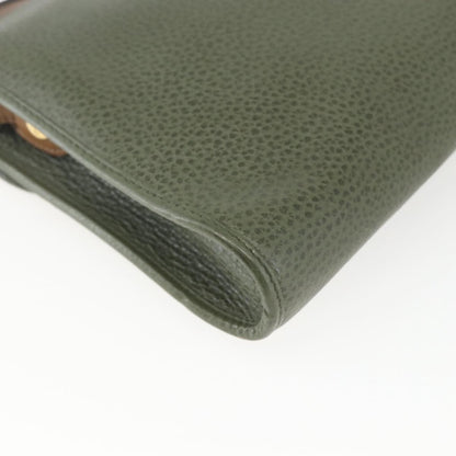 Christian Dior Vintage CD Flap Shoulder Bag Leather, KHAKI, LEATHER, Shoulder bag